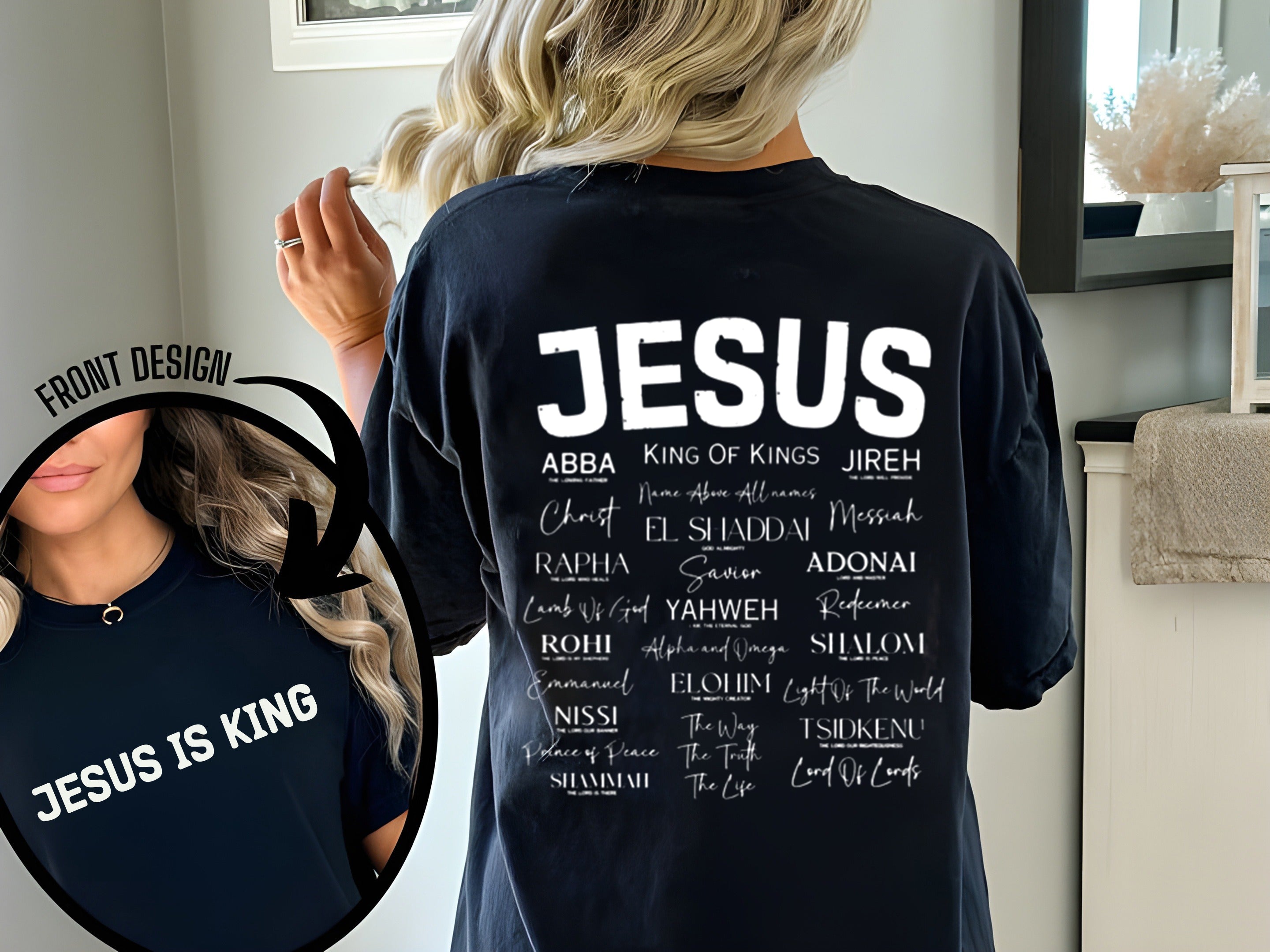 Jesus Is King Comfort Colors T-Shirt, Christian Name of Jesus Shirt, Faith-Based Graphic Tee, Inspirational Christian Apparel